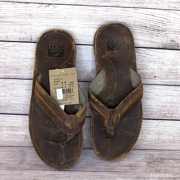 Reef Mens Sandal Voyage Lux Premium Real Leather Flip Flops - Picture 5 of 7